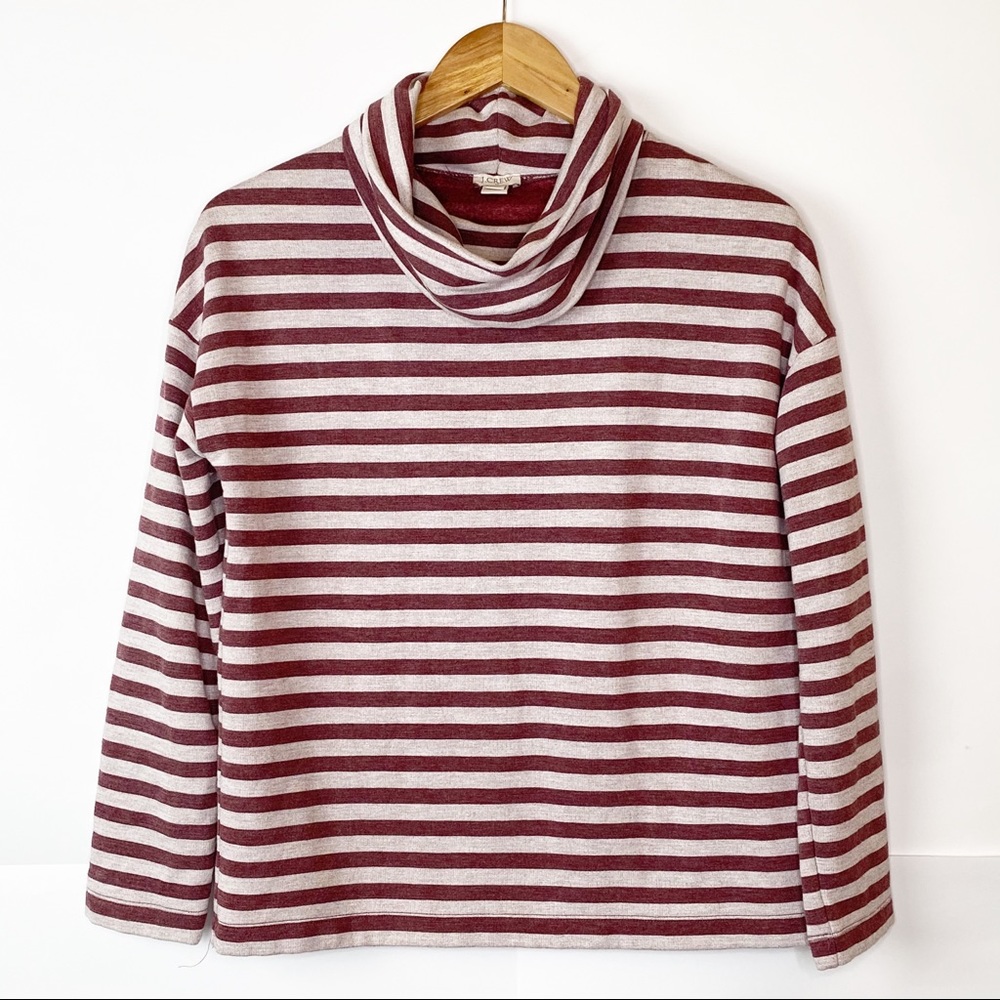 EUC J. Crew Factory Striped Cowl Neck Fleece Lined Sweatshirt